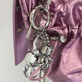 Cubic metallic Bear keyring [soft silver]