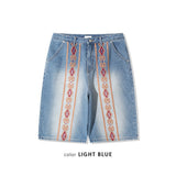 ASCLO Ethnic Embroidery Denim Bermuda Pants (2color)