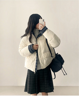 Daring checkered lining point short padded coat