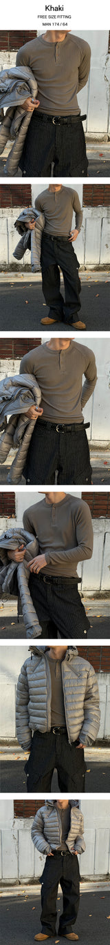 [MUSCLE FIT] Warm golgi henry neck slim t-shirts(4color)