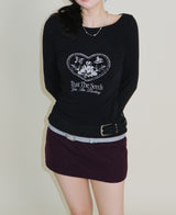 Kibet Heart Vintage Printed Long Sleeve T-Shirt