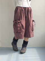washing ribbon pocket cargo pants
