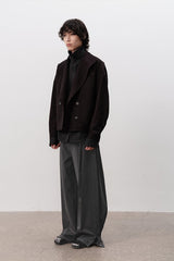 Side Pleated Wide Leg Trousers