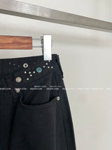 Ethnic Parts Black Wide Pants