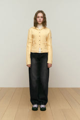 CHERRY RIBBON HOODIE CARDIAGN [LIGHT YELLOW]