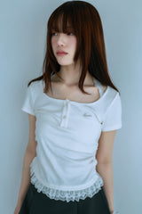 レースフリルTシャツ(ホワイト)