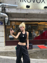 string low-rise cargo pants