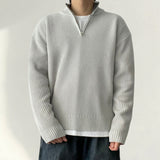  Rach color matching neckline semi-zip-up knit