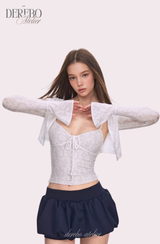 White Daisy flare cardigan two-piece(SET)