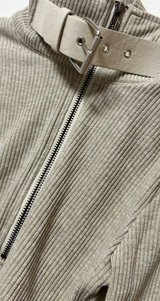 (Y2K/UNIQUE + HIP🧸🤎) FUR POINT BELT POINT HALF-ZIP WARMER