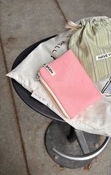 Vivid soft cotton flat pouch - pink , S size