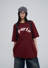 パリスパッチウォッシングオーバーサイズフィット半袖Tシャツ