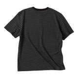 Untitled Starrynight Stripe Henley Neck Short Sleeve Black Charcoal