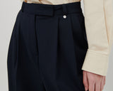 テーラードダブルプリーツスラックス [NAVY]