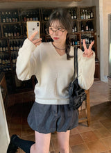 Again Basic Cotton Loose Fit V-neck Knit (5color)
