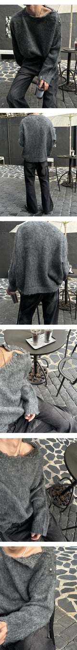 [Unisex] Wool hair button knit(3color)