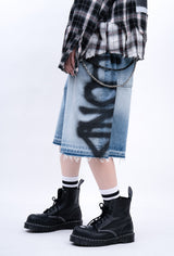 BBD サイドスプレードカスタムデニムショーツ (Blue)