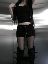 belted micro shorts