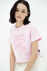 25SS ウーマンオパンチュウサギクロップ半袖Tシャツ ライトピンク