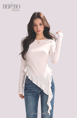 Side Shirring Lady Long Sleeve T-shirt