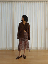 LEOPARD CHIFFON UNBALANCE SKIRT
