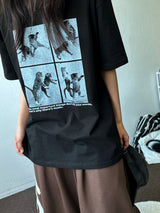 ジュジュ フォーセクション ブラックホワイト オーバーサイズTシャツ - 4カラー