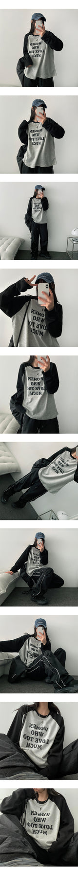ウェビーレタリングラグラン長袖Tシャツ (3 colors)