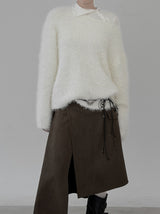 Open Button Slim Turtleneck