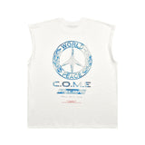 [UNISEX] WORLD PEACE オーバーサイズローエッジスリーブレスTシャツ（ホワイト）