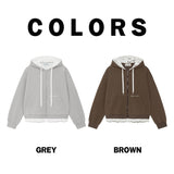 Fluffy Zip-Up Hoodie (Brown)