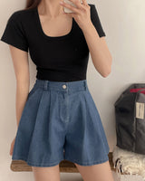 オッシーピンタックデニムショートパンツ