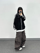  waffle track zip-up