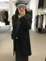 ファインウールチェックロングコート (2color)