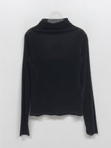 ベルベットシースルーモックネックTシャツ