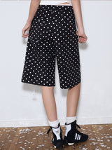 rirri 25 Spring/Summer Collection - カジュアルブラック&ホワイトポルカドットクロップドパンツ (高密度コットン100%)