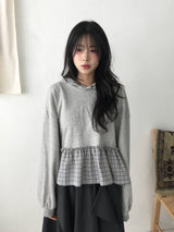 プレイドフリルフーディTシャツ