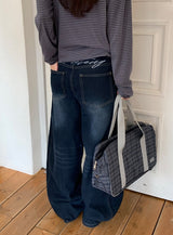 Kepan Lettering Wide Denim Pants