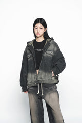 25SS オーバーサイズデニムフーディートラッカー ブラック