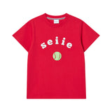 Seiie Tennis Applique T-shirts Slim Fit Red