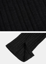 Off-Shoulder Ribbed Slit Cardigan