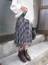 Helena Check Flare Folding Midi Skirt