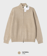 All Day Vertical Ribble Two-Way Half Neck Modal Knit Zip-Up