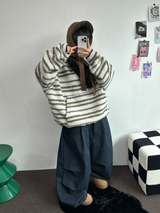 TWO PINTUCK RIVET BELT BALLOON LONG PANTS 🤎🖤💙3COLOR