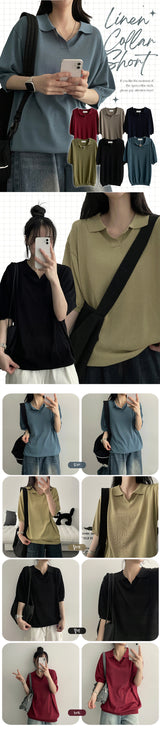 Molylinen Collar Short Sleeve Knitwear