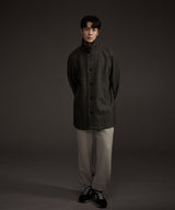 BALMACAAN HERRINGBONE WOOL CASHMERE HALF COAT BLACK
