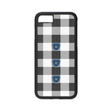 【MADE】Teddy button Check_Black iPhone case [Glossy Glass/Basic] ｜Acrylic attachment case