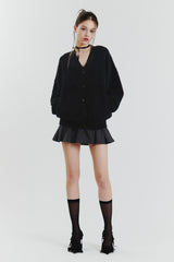 EVA FUR CARDIGAN black