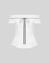 Romantic Shirring Ribbon Blouse