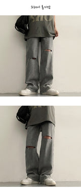 [Basic, Long/S~2XL] [Summer Long Pants!] Well Knee Cutting Waist Bendable Denim Pants