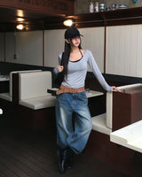 Rail Off Wide U-Neck T-Shirt